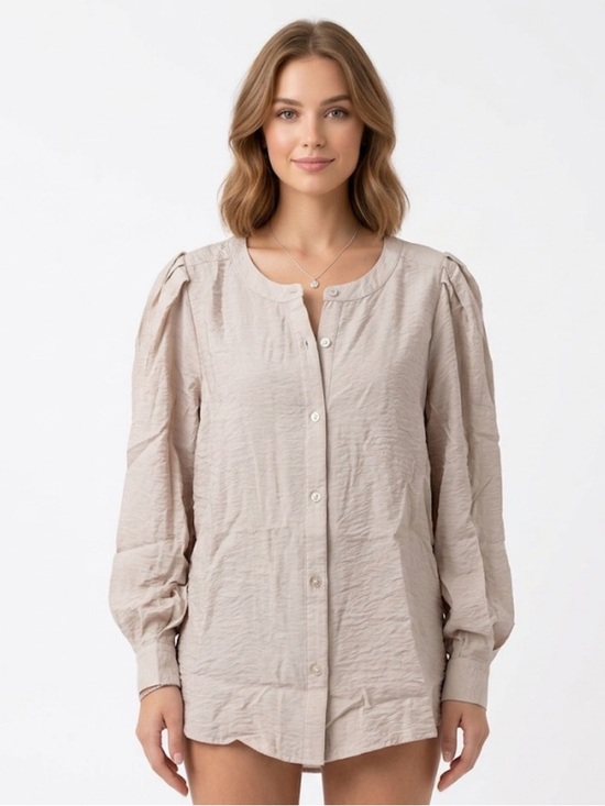 a new day Tops - a new day Light Taupe Button-Front Women's Shirt size large NWT